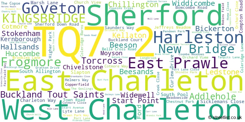 A word cloud for the TQ7 2 postcode
